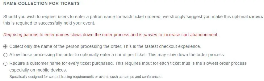 Name Collection For Tickets