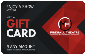 Examples of custom branded gift cards through ThunderTix to match a theatre's brand.