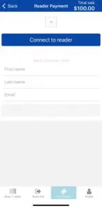 Connect to Reader Screen in ThunderTix App