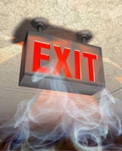 exit sign with smoke