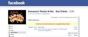 ThunderTix Facebook App for Annoyance Theater