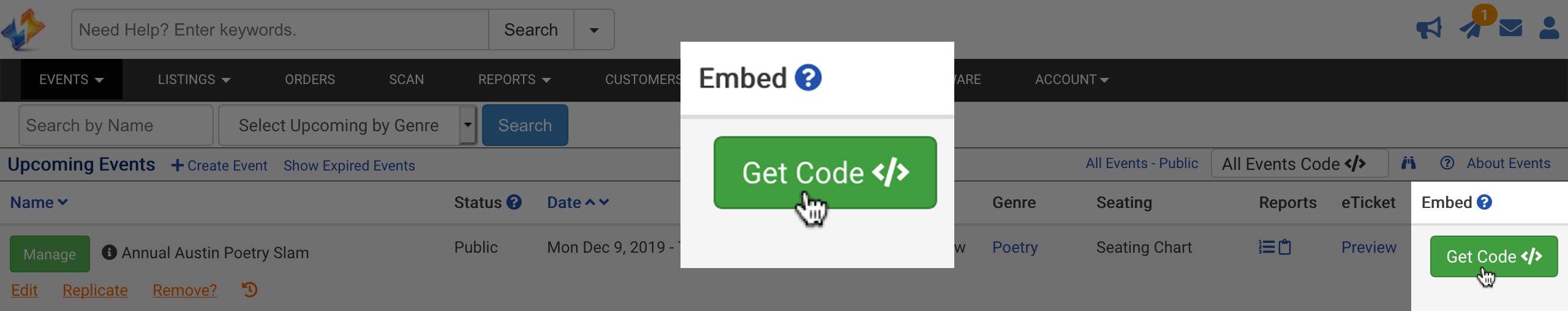 Embed Event Code