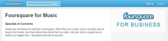Foursquare Concert Specials