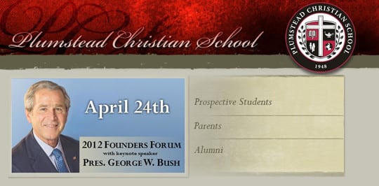George W Bush at Plumstead Christian School