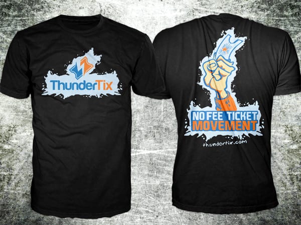 ThunderTix fee free ticketing t-shirt