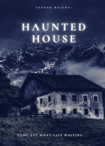 image of haunted house inviting guests inside to see what lies waiting