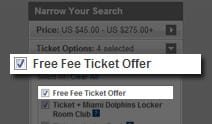 Miami Dolphins Fee Free Ticket Offer