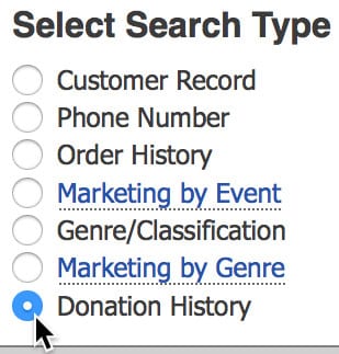 Donation History Search Type