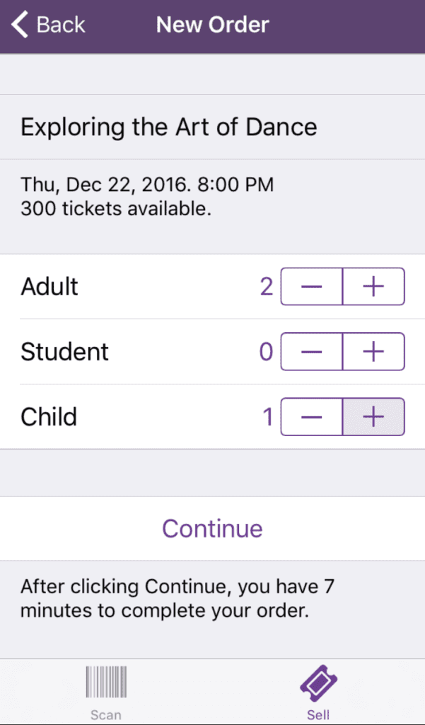 Select Event Ticket Amount