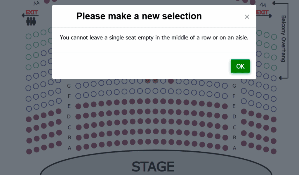 Prevent single seats from being left empty in the middle of a row, on the aisle or anywhere in your entire theatre.