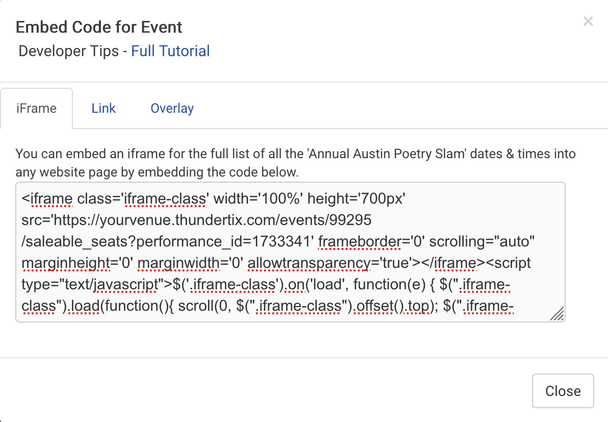 Embed Event Code