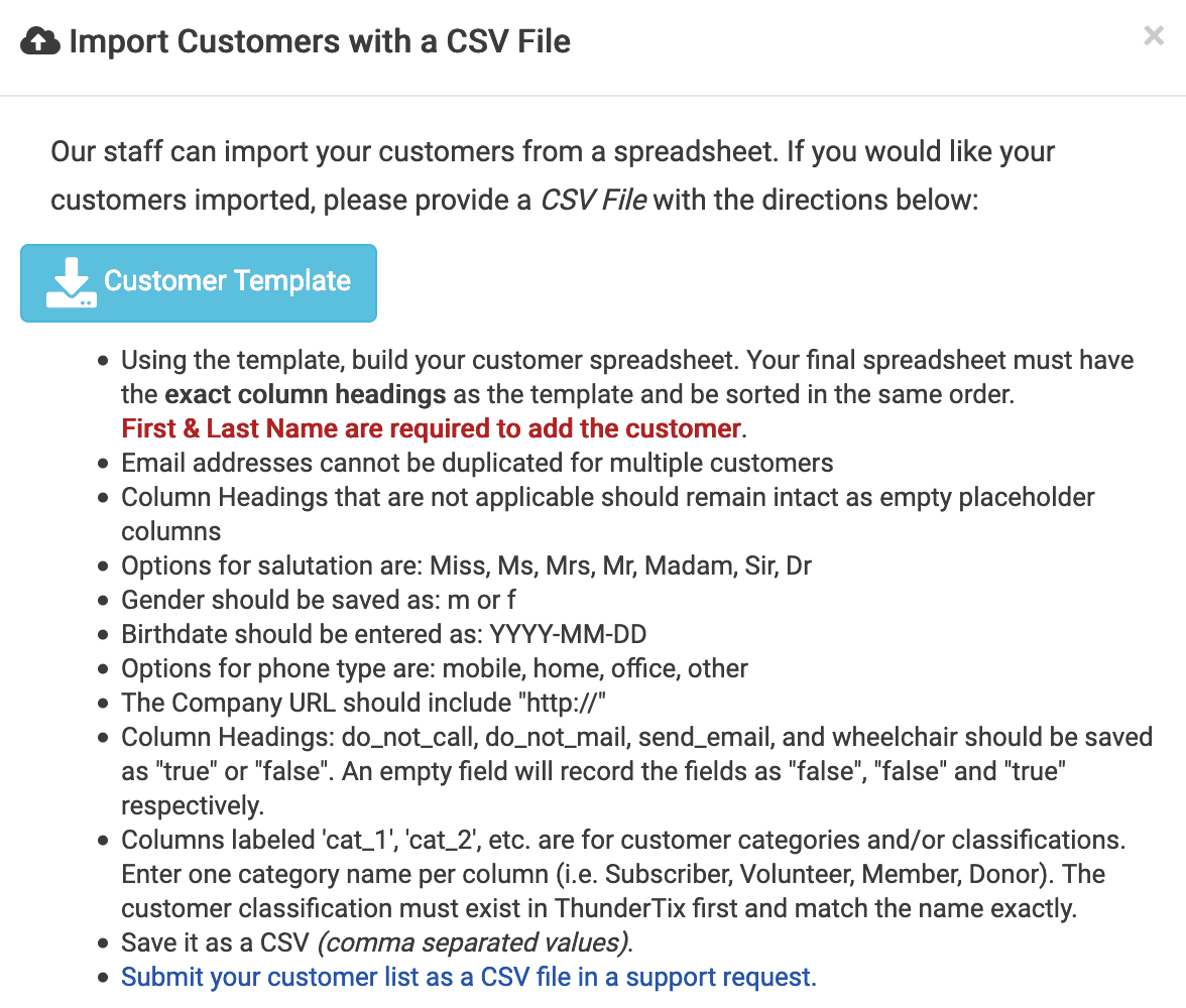 Import Customers Instructions