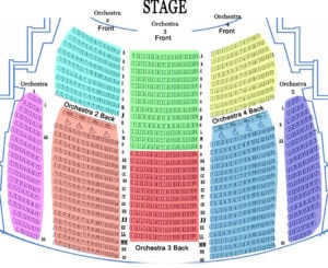 Theater Reserved Seating shown by color-coded price tier