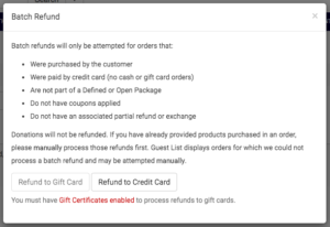 Batch refund to an event