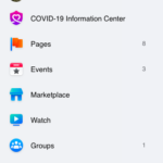 Facebook left-hand navigation menu where you can create your Group represented by the people icon or a Page represented by the orange flag icon.