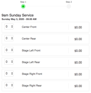 Sanctuary seats by section for online reservations. Social distancing seating