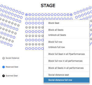 Block an entire row of seats for social distancing seating