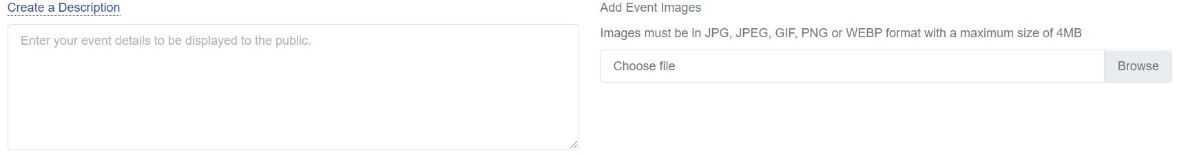 Create Description and Add Event Images