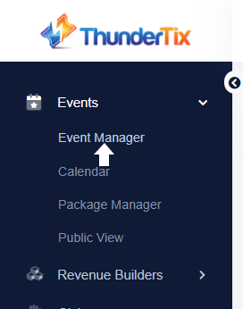 Event Manager option left-hand menu