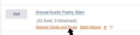 Manage Tickets and Prices
