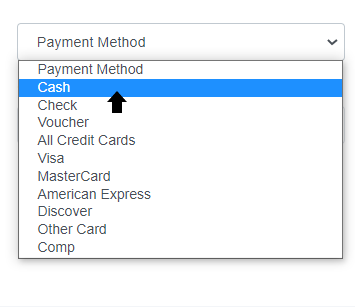 Select payment method for order search