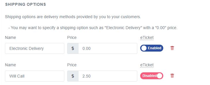 Shipping Options 