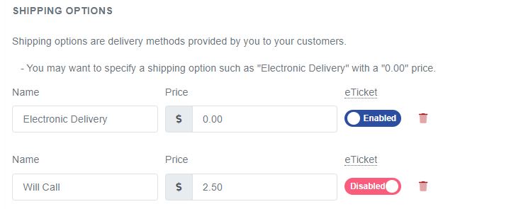 Shipping Options