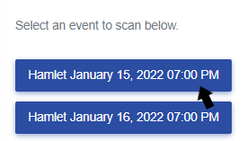 Select performance date to scan tickets