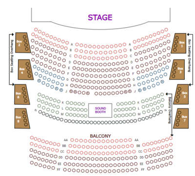 Multi-tier seating chart with box seats