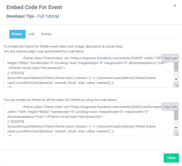 Embed Event Code