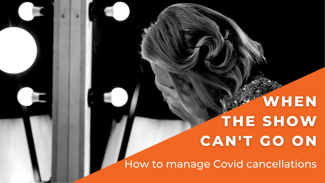 How to manage Covid cancelations - despairing actor in front of dressing room mirror