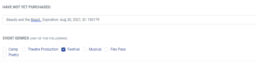 Have not yet purchased event genres