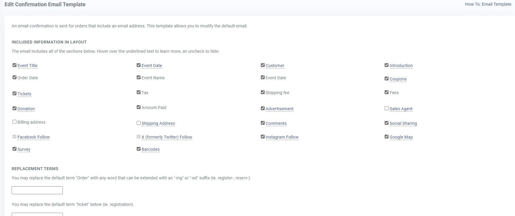 Screengrab of the screen admins will be redirected to when they click on Edit Email Template.