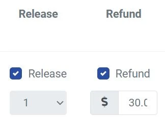 After clicking 'Initiate Refund' in the Order Summary, the user will be redirected to a screen with two checkboxes. The release checkbox will release the seat back to inventory and the refund checkbox refunds the patron for their ticket purchase.