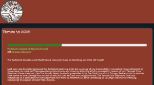 A branded fundraising campaign that shows the progress bar of donations pledges of the overall set goal. 
